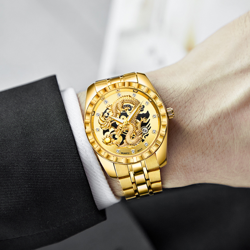 Smartwatch Casual Watches For Men - Men's Watch Golden Dragon Watch 3D