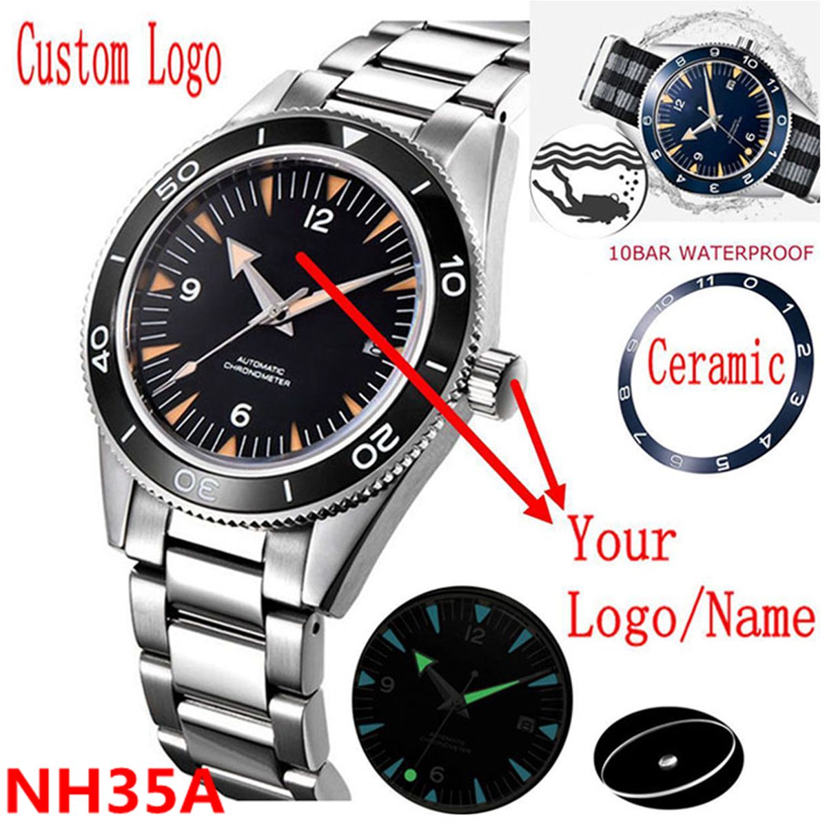 Tùy Chỉnh Logo NH35A Đồng Hồ 1 - đánh giá và giá Watch Bezel Insert