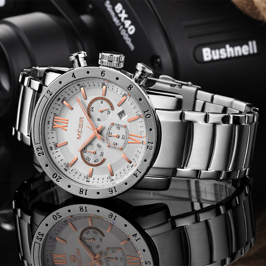MEGIR Stainless Steel Casual W - đánh giá và giá Smartwatch Casual Watches For Men