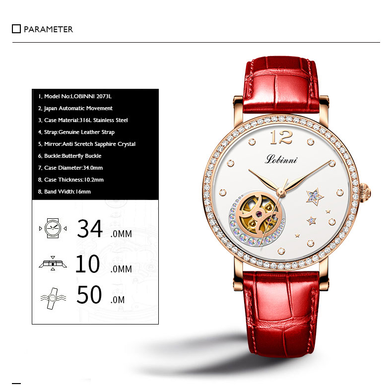 LOBINNI Luxury Women Watches,L - đánh giá và giá Skeleton Mechanical Watch
